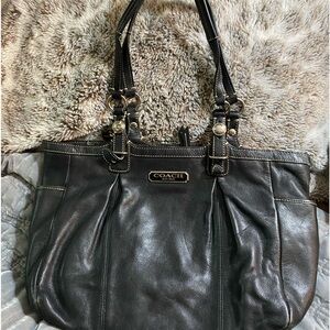 Black leather vintage coach purse